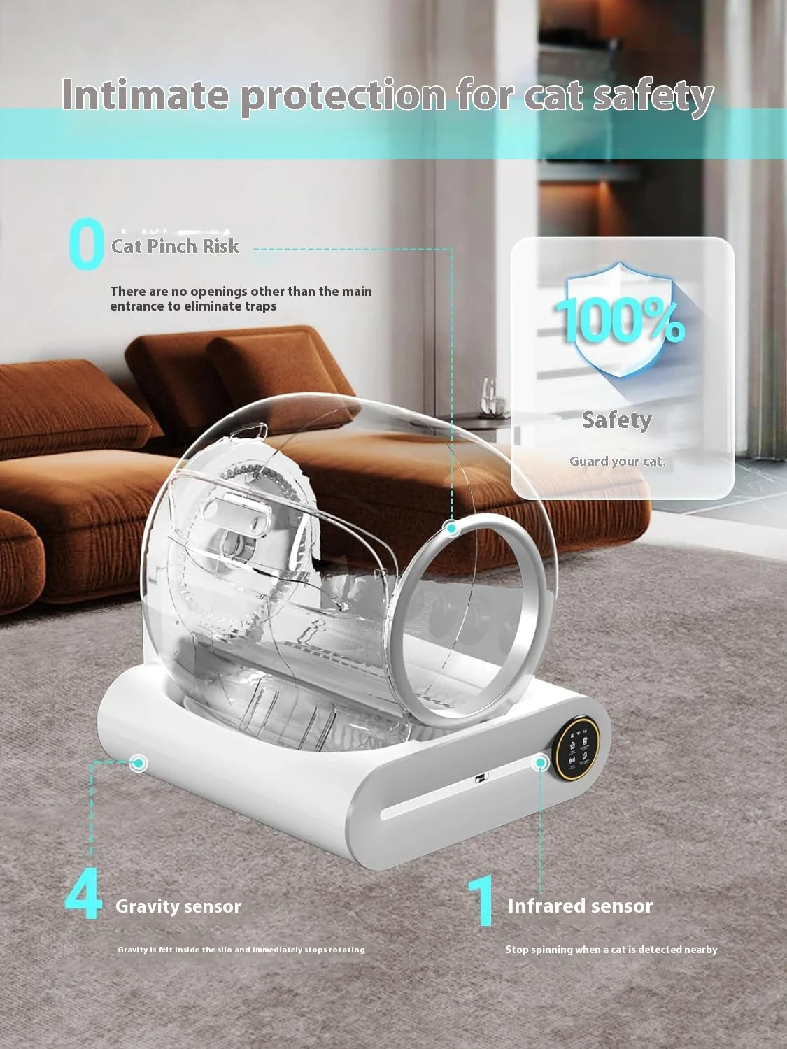 Extra Large One-Click Automatic Smart Cat Litter Box Durable PP Plastic with Fresh Air Poop Scoop Fully Automatic Cat Toilet