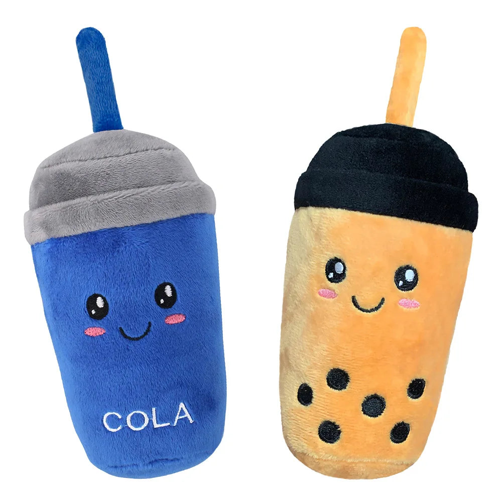 Dog Plush Toy Spot Wholesale Pearl Milk Tea Beverage Shape Pet Toys Plush Fill Soundmaking Dog Toys Fleece Squeak Toys