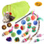 Cross-border new pet cat toy set colorfulfulful feather fishing rod caterpillar bell replaceable head funny cat stick