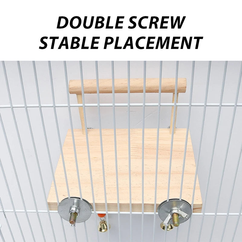 CAWAII KENNEL Pet Bird Swing Toy Wooden Parrot Perch Stand Playstand with Chewing Beads Cage Playground for Budgie Birds