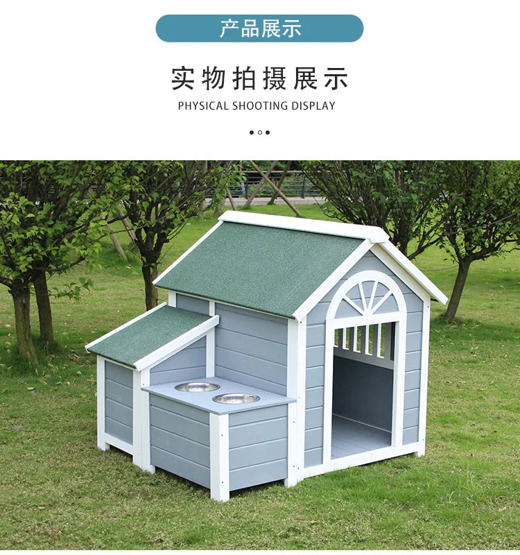All Seasons Solid Wood Dog House Outdoor Rainproof Outdoor Pet Kennel Large Kennel