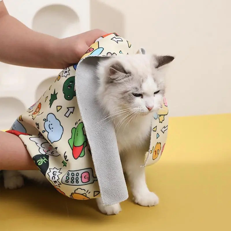 Pet Soft Blanket To Wrap Cat Anti-Scratch Adjustable Grooming Bag For Cats Soft Kitten Blanket To Anti-Runaway/Scratch/Bitten