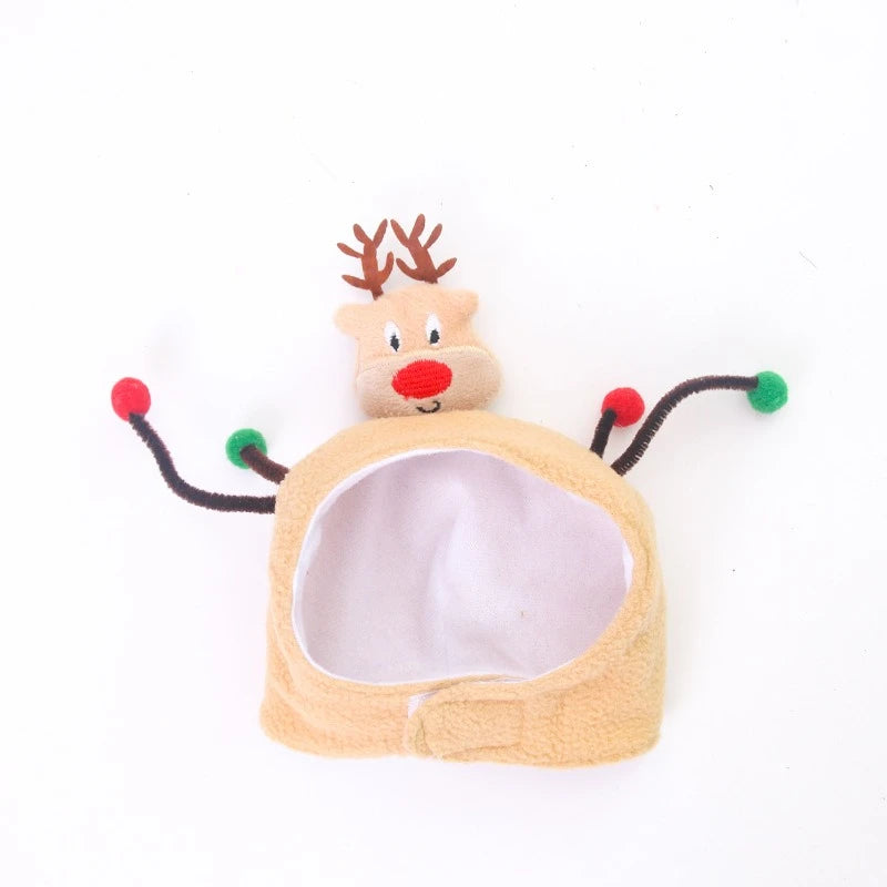 Warm Fleece Cartoon Pet Hat for Cat Christmas Keep Warm York Dog French Bulldog Head Wear Snowman Deer Winter Pet Accessories
