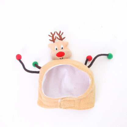 Warm Fleece Cartoon Pet Hat for Cat Christmas Keep Warm York Dog French Bulldog Head Wear Snowman Deer Winter Pet Accessories