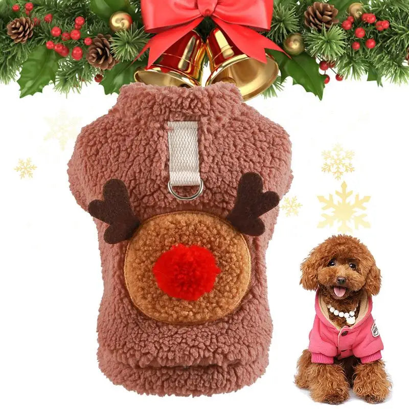 Dog Christmas Clothes Sweater Elk Sweatshirt Puppy Winter Clothes Coat Cat And Dog Plush Vest Christmas Dress Up Pet Supplies