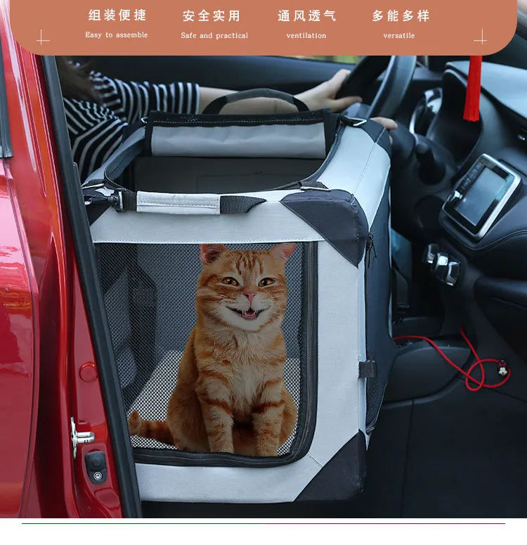 Car cage out portable folding cage dog  nest tent medium large dog golden retriever teddy pet box
