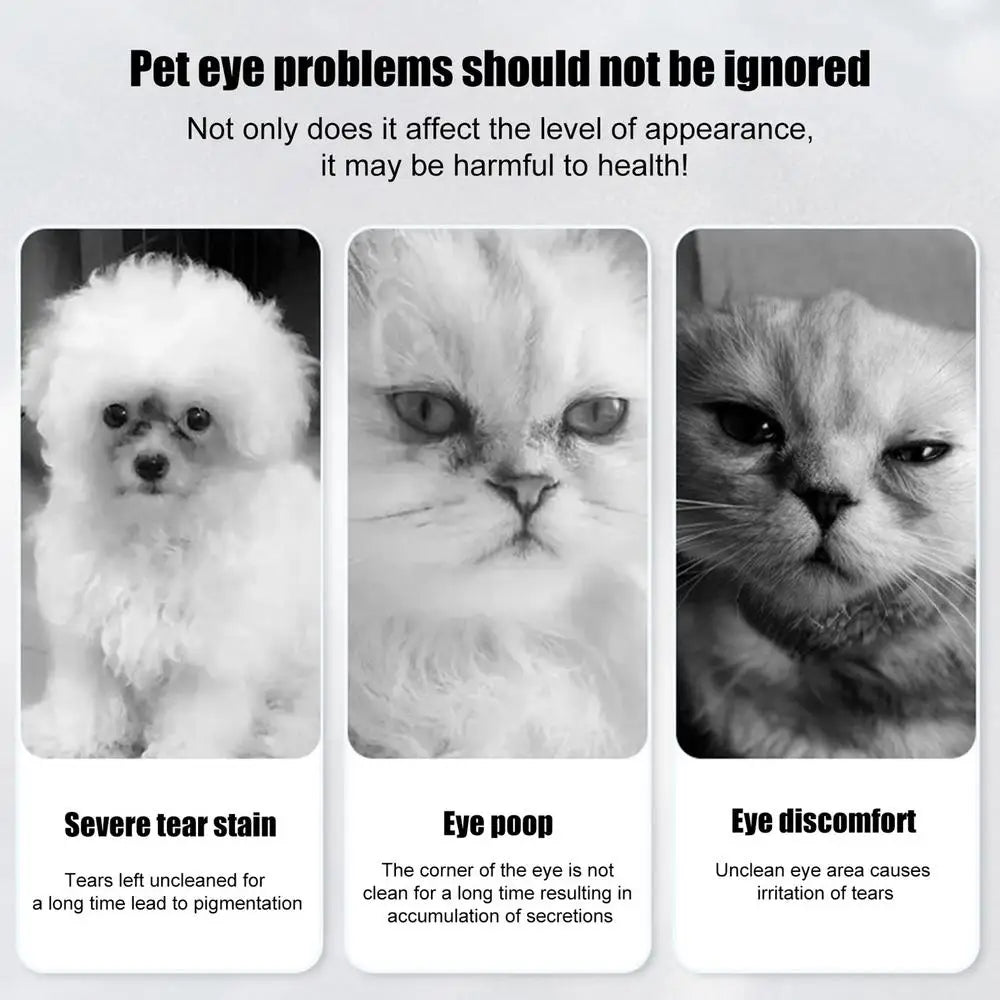 60g Pet Tear Stain Remover Powder  Dogs Cats Eye Cleaner Tear Stain Powder With Brush Pet Eye Risen Natural Safe Dog Eye Wash