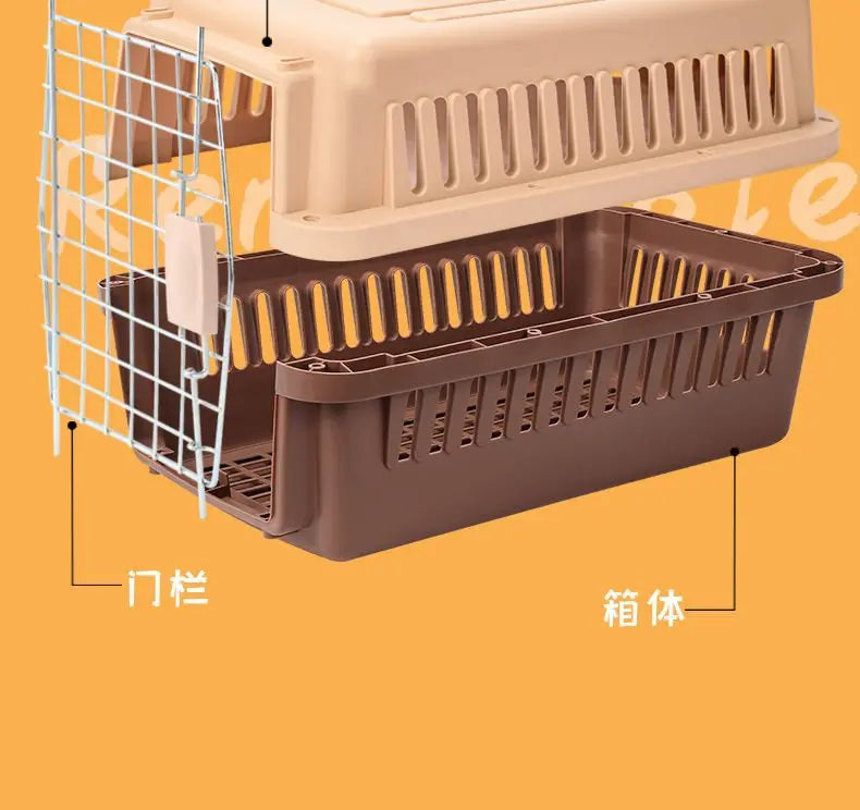 Pet air box, cat and dog car trunk cage, large medium and small cats and dogs can carry the checked box when they go out