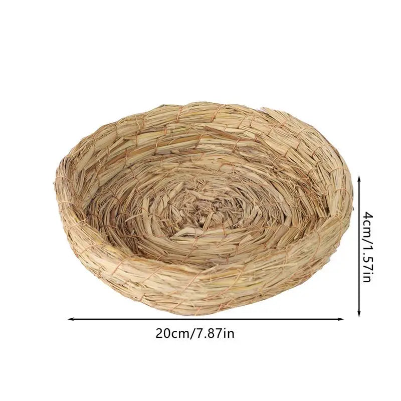 Breeding Nest For Birds Hand Woven Flat Base Straw Bird Nest Hatch House Bird Shelter Bird Cage Accessories Bird Hut