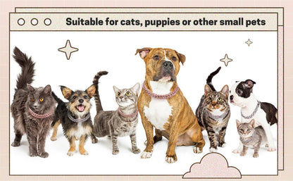 Dog Chain Collar Pink Diamond Cuban Link Necklace Metal Cat Chain Pet Crystal Collar Jewelry Accessories for  Dogs Cats