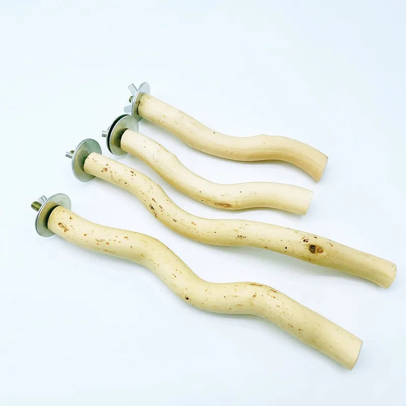Natural Wood Pet Parrot Raw Wood Fork Tree Branch Stand Rack Squirrel Bird Hamster Branch Perches Chew Bite Toys Stick