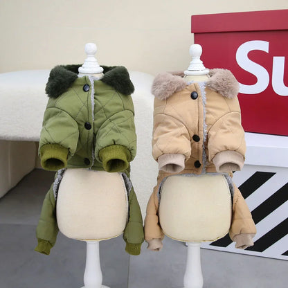 Windproof Dog Jumpsuit Coat Winter Dog Clothes Warm Fur Collar Puppy Cotton Jacket for Small Medium Dogs Pet Chihuahua Costume