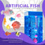 Flyfirm 32 Inch 8-Color Changing Sensory Bubble Aquarium with LED Lights 12 Floating Fish, Perfect for Autism,Anxiety Therapy