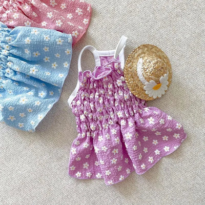 New Designer Pet Dog Clothes Mini Floral Printing Elastic Dog Dress Vest Overalls Princess Pet Cat Skirt Puppy Summer Clothing