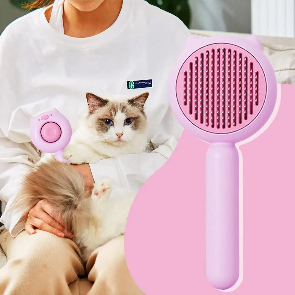 Cat Brush For Shedding Self-Cleaning Slicker Pets Grooming Tool With Release Button Shedding And Dematting Undercoat Rake Comb