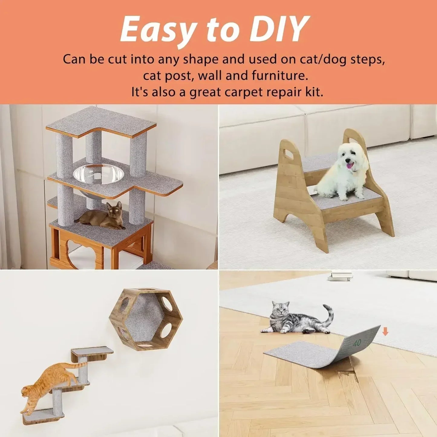 Self-Adhesive Cats Scratch Board Carpet Wall Anti Cat Scratch Sofa Diy Cats Scratch Board Sofa Protection Paws Sharpen Trimmable