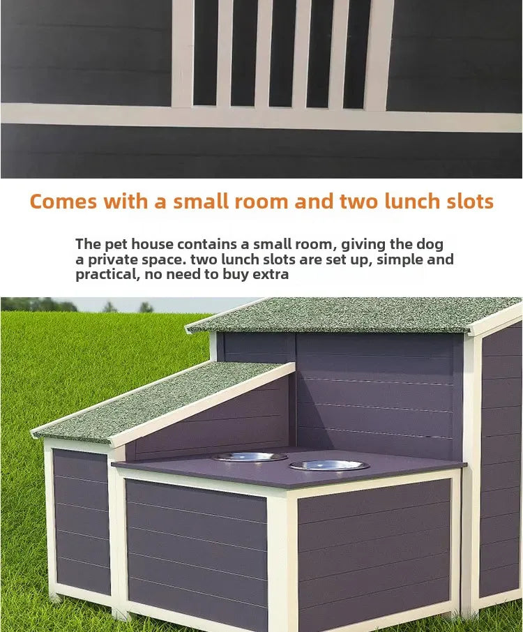 Dog House Outdoor Solid Wood Kennel Outdoor Rain and Sun Protection Dog House Medium and Large Kennel Dog Villa Wooden Pet Nest