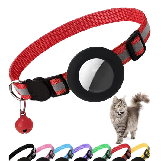 Airtag Cat Collar with Bell and Safety Buckle, Reflective Breakaway Collar with Airtag Holder for Cats Small Dogs Kitten Puppy
