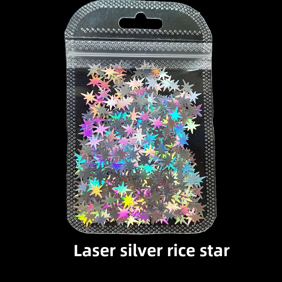 Cross-border Supply 10G BaG Laser Sequins Laser Four-pointed Star Butterfly Star DIY Crystal Glue Material