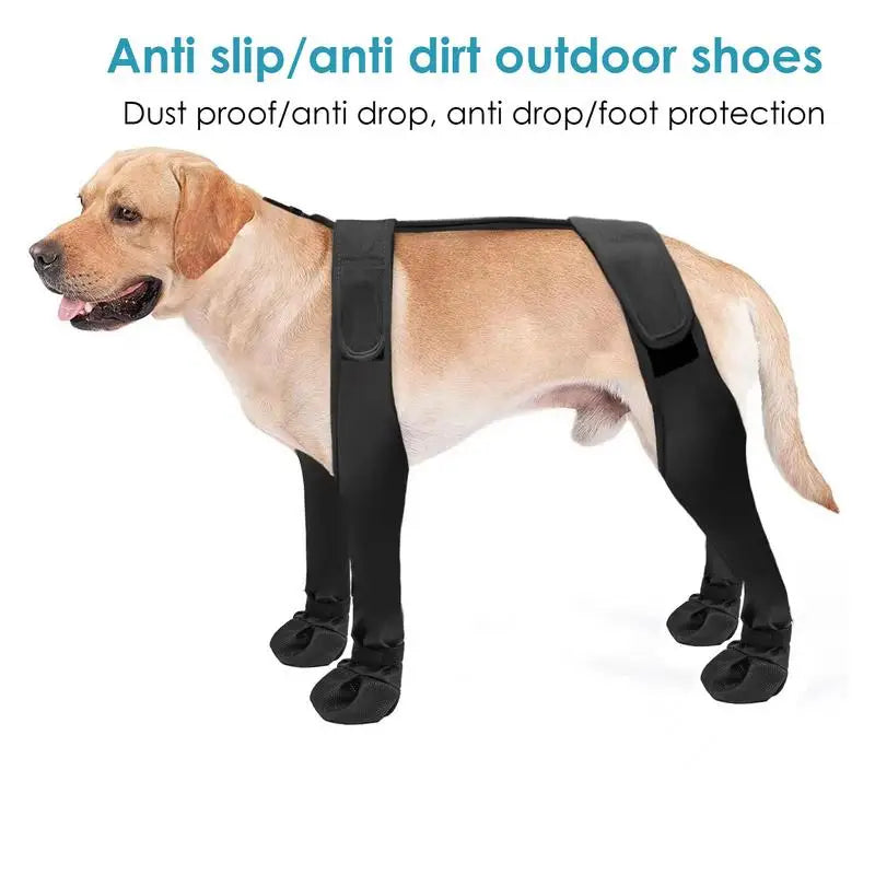 Dog Suspender Boots Waterproof Paw Protectors Non-slip Pets Paws Protector Adjustable Walking Shoes Booties Dog Paw Protectors