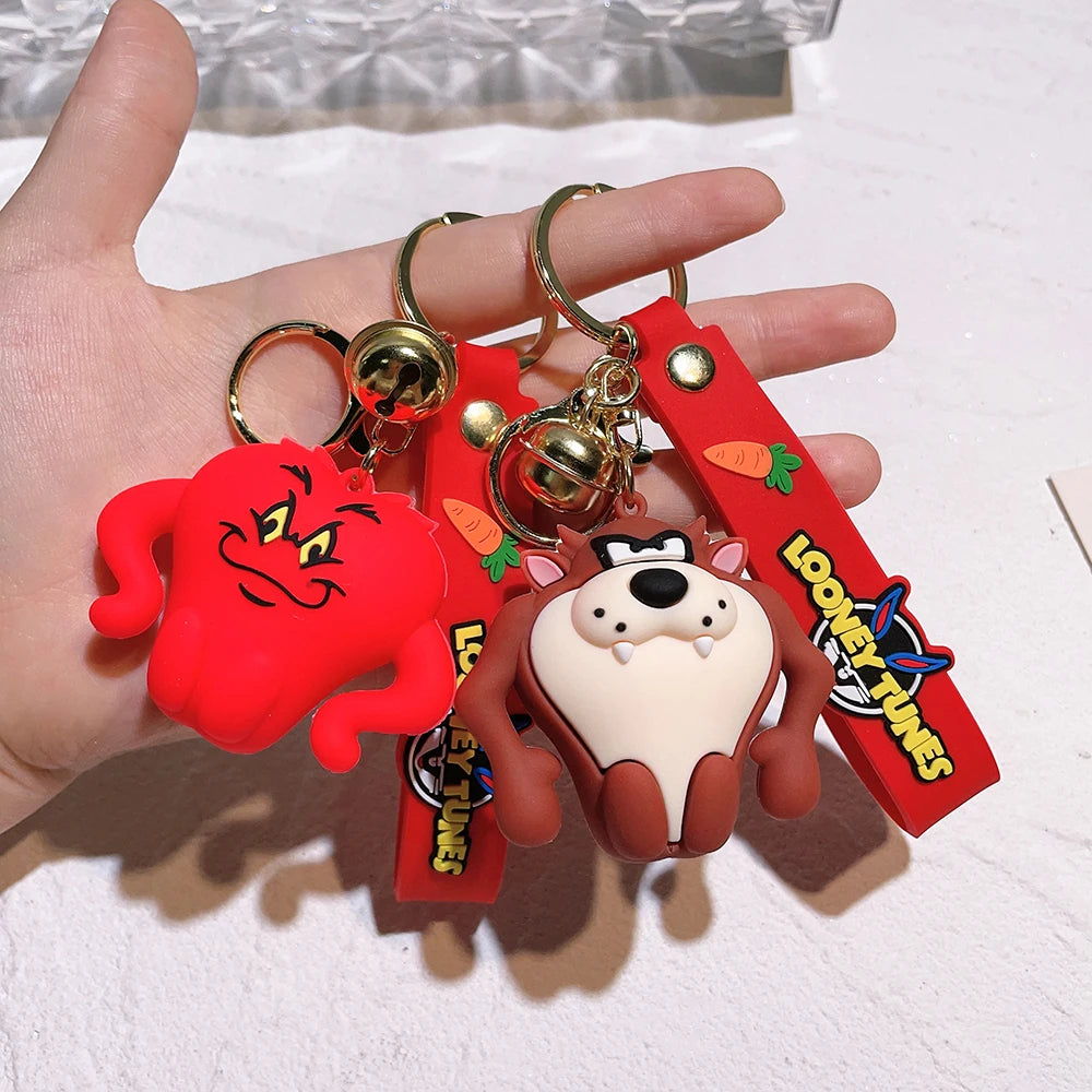 Cartoon Bugs Bunny Doll Keychain Cute Tweety Bird Daffy Duck Porky Pig Key Rings Pendant Accessories for Kids Birthday Gifts