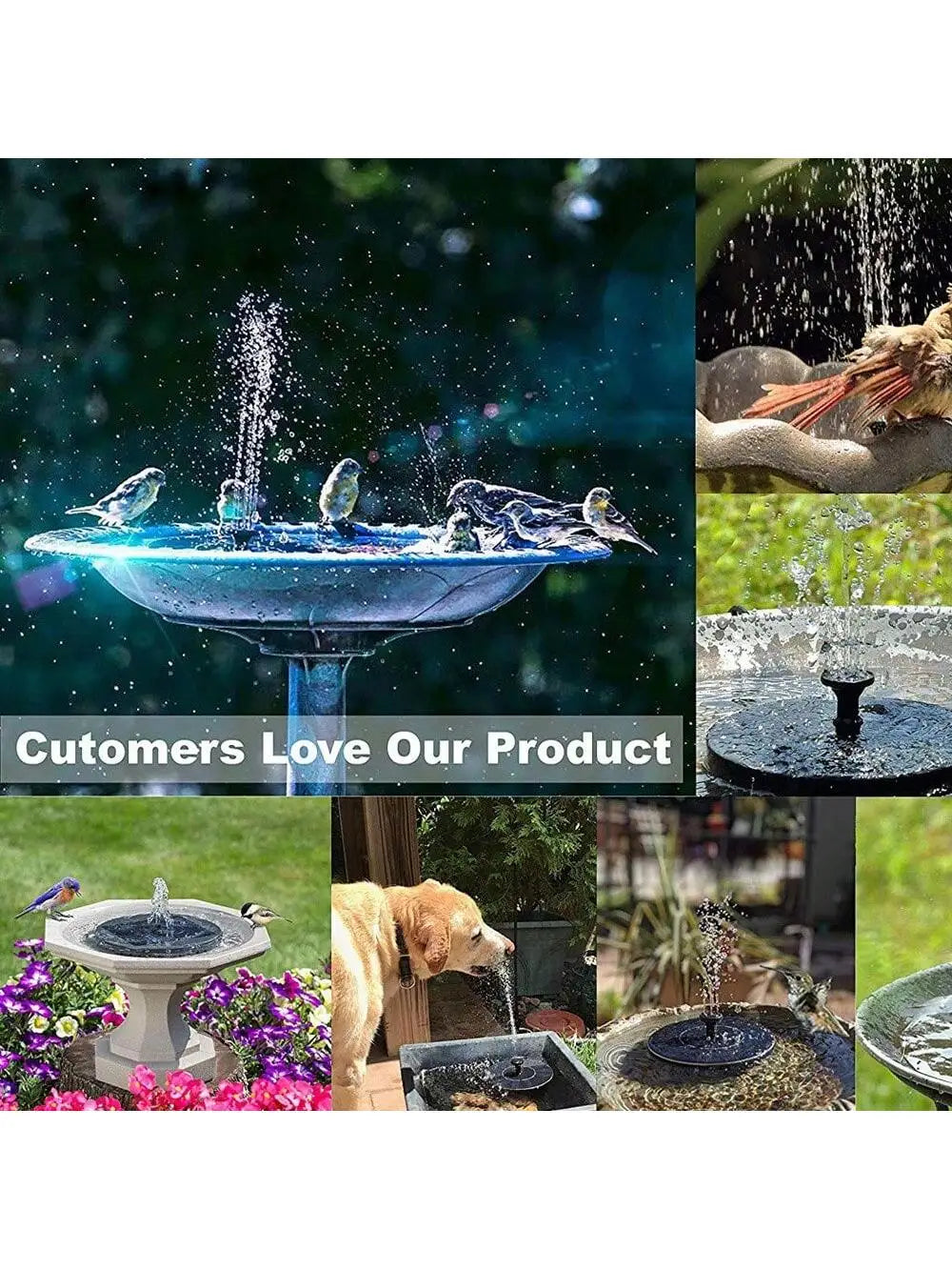 Solar Bird Bath Fountain Pump, Upgrade Solar Fountain , Free Standing Floating Solar Powered Water Fountain Pump for Bird Bath,