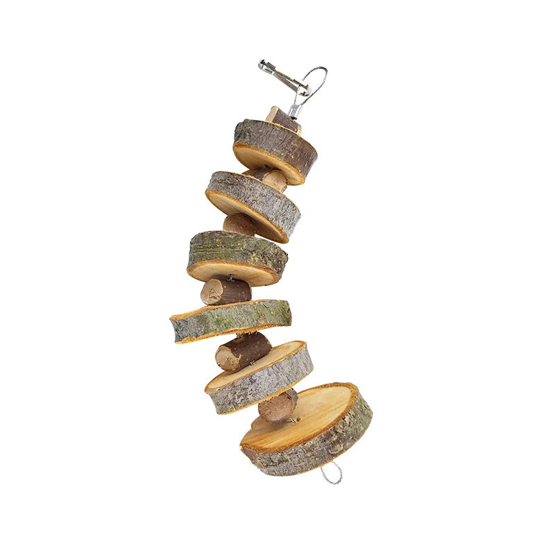 Natural Wooden Small Pet Toys Molar Chew Toy Hangable Apple Tree Wood Bite Toys For Hamster Rabbit guinea pig Toys Accessories