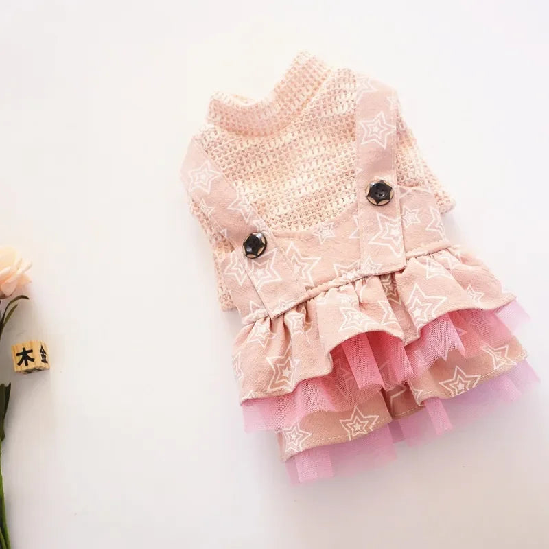 Dogs Denim Suspender Skirt Striped T-Shirt Cats Cute Fashion Cartoon Puppy Strapped Dress Suit Birthday Garden Walking Clothes