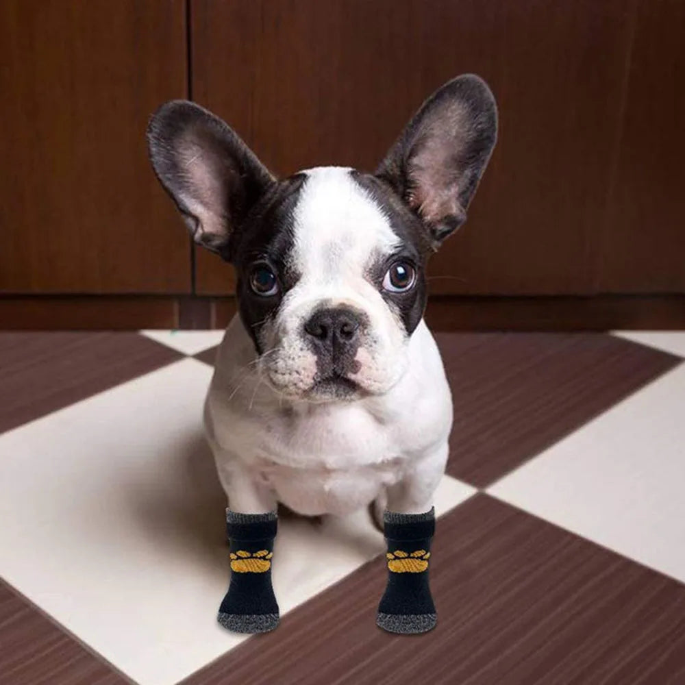 Anti-Slip Dog Socks Adjustable Pet Non-Slip Paw Protection with Paw Pattern for Puppy Dog Indoor Traction Control Wear on Floor