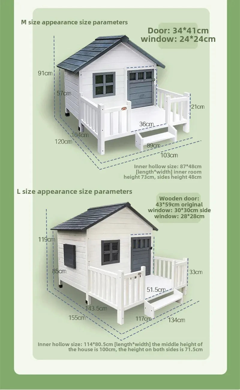 Cat Villa Wooden Kennel Outdoor Rainproof Dog House Cold Proof Dog Shed Courtyard Dog Outdoor House Cage
