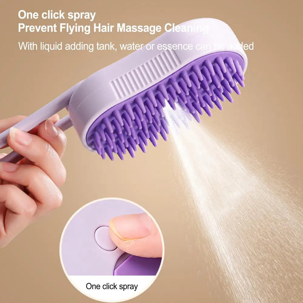 Pet Steamer Brush USB Rechargeable Cat Steamy Brush Dogs Cats Pet Hair Removal Self-Cleaning Comb for Long and Short Hair