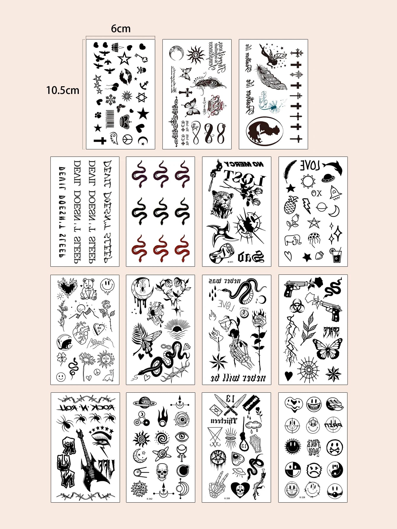 15pcs Waterproof Temporary Tattoo Sticker Starry Moon Flower Heart Flying Bird Fake Tatto Flash Tatoo finger Tato for  Women Men