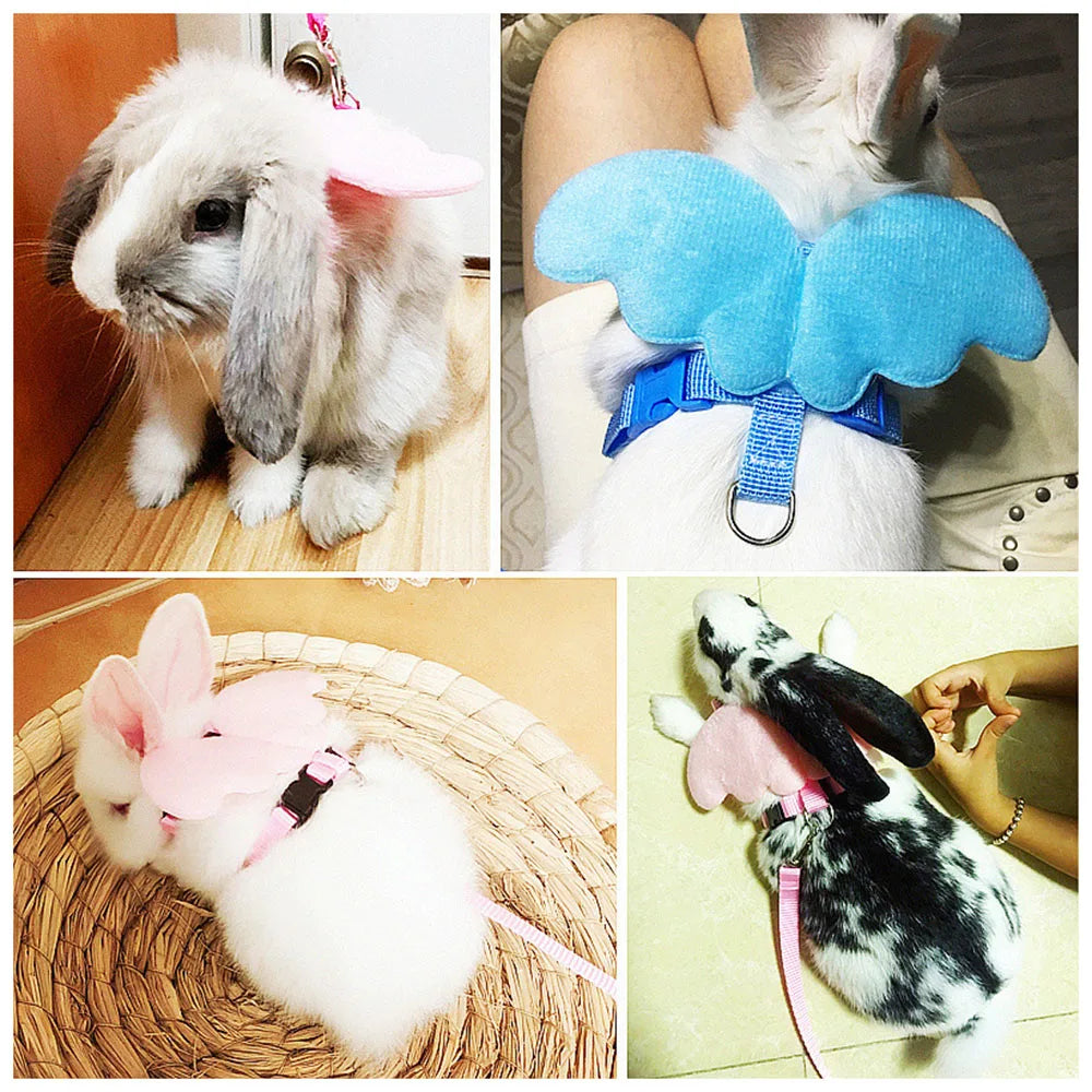 Small Animal Rabbit Harness with Leash Cute Bunny Collar Pet Bunny Supplies Cat Harness & Leash Set for Adult Guinea Pig Ferret