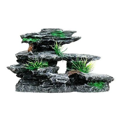 Resin Aquarium Rockery Mountain Decoration Artificial View Rock Cave Stone Tree Fish Tank Ornament Pet Supplies Home Decor New