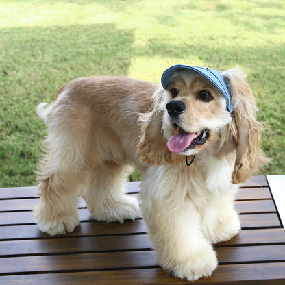 Dog Hat with Ear Holes Fashionable Denim Dog Baseball Outdoor Cap Adjustable Summer Travel Sport Hat for Small Medium Large Dogs