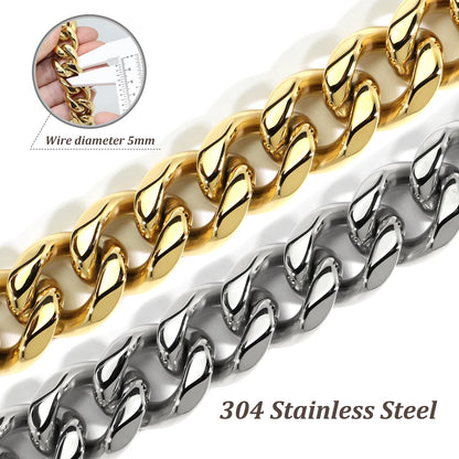 19mm Durable Stainless Steel Dog Leash Training Collar for Medium and Large Dogs Pitbull Gold and Silver Chain Lead