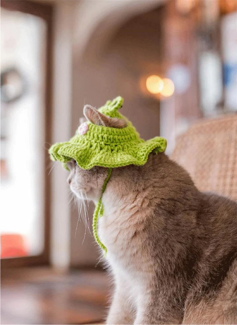 Luxury Design Pet Hat for Small Dogs Knitting Animal Shaped Cosplay Puppy Head Wear Caps New Year Warm Lace Up Cat Accessories