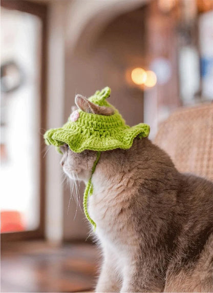 Luxury Design Pet Hat for Small Dogs Knitting Animal Shaped Cosplay Puppy Head Wear Caps New Year Warm Lace Up Cat Accessories