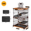 Pet Scene Large 3-Tier Pet Enclosure with WPC Frame and Iron Wire Button Closure Rabbit Hutch Cat Cage Ferret Kennel for Pets