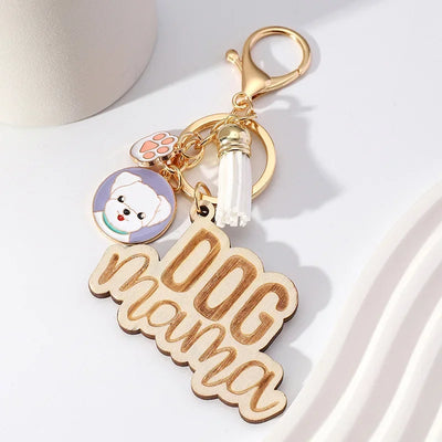 Dog Mama KeyChain Shiba Inu Golden Retriever Husky KeyRing Women Man Accessories Jewelry Bag Pendant Gift