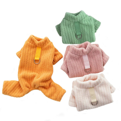 Winter Dog Jumpsuit Solid Pet Clothes for Small Medium Dogs Thermal Fleece Dog Pajamas Onesie Sleepingwear Puppy Overalls