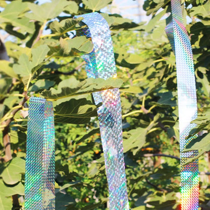 2 Rolls Bird Scare Type Ribbon, Deterrent Visual Audible Reflective Tape to Keep Away Birds, Double Sided Flash Tape