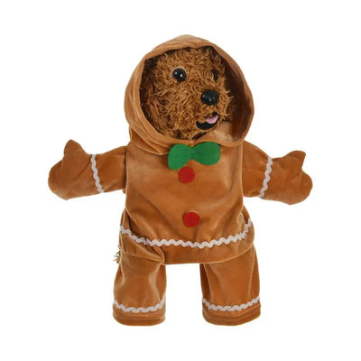 Gingerbread Man Dog Costume Soft Puppy Costume Hoodie Christmas Puppy Gingerbread Transformation Clothes For Cats Dogs