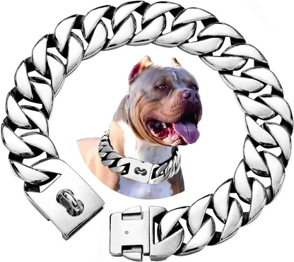 Strong 32mm Wide Gold Dog Chain Collars  Heavy Stainless Steel Dogs Choker Pitbull Gold Dog Necklace For Large Huge Dogs