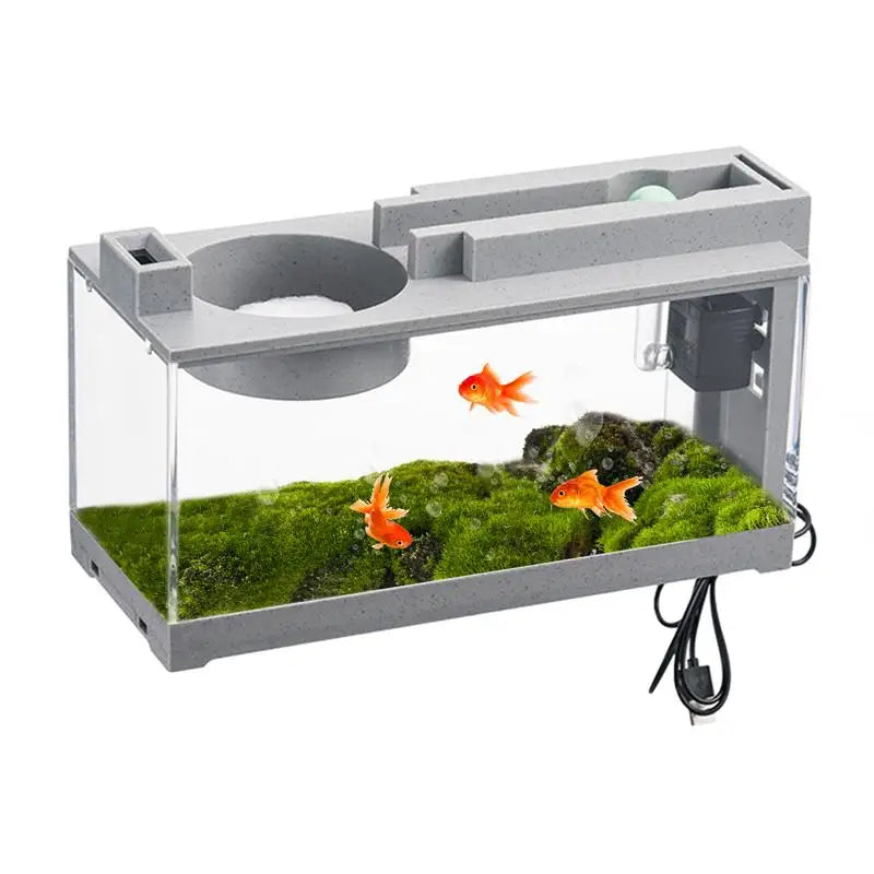 Aquarium Modern Silent Desktop Fish Tank Desk Aquarium  With Air Pump For Seaweed Small Corals Betta Fish Shrimp Goldfish