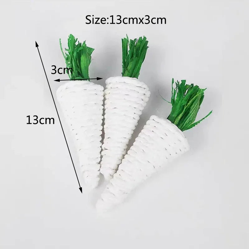 Natural Straw Rope Carrot Hamster Molar Chew toy Small Pets Toys For Hamster Rabbit Grinding Groducts Gnaw Toy Supplies