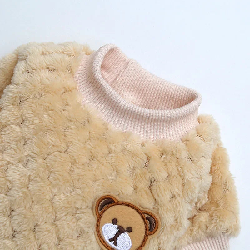 New Warm Fleece Pet Clothes Cute Print Coat Small Medium Dog Cat Shirt Jacket Teddy French Bulldog Chihuahua Winter Outfit