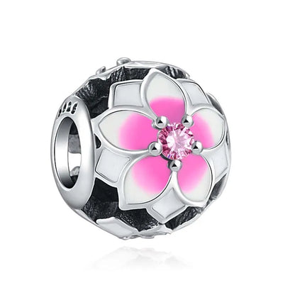 2024 New Spring Blue Flower Bird Pendant Diy Bead Fit European Bracelet 925 Sterling Silver Jewelry Accessories