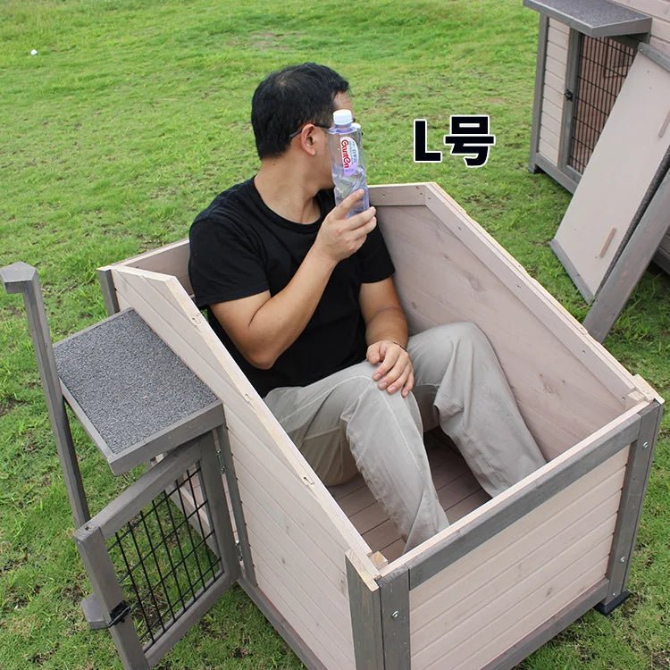 Outdoor Solid Wood Sunscreen Rain Protection Dog House Kennel Large Medium-sized Dog Courtyard Villa Universa