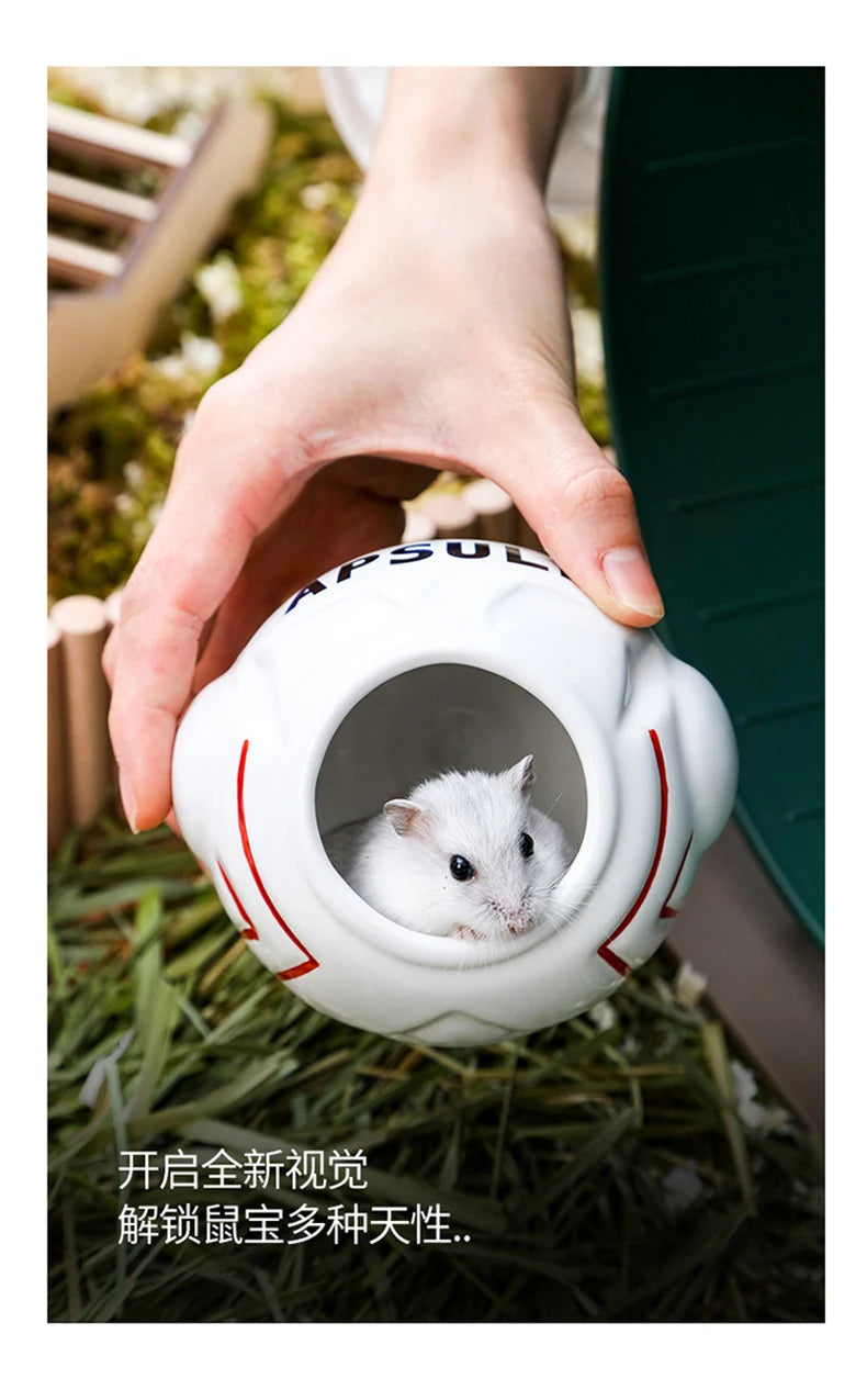 Honey squirrel ceramic food bowl hamster kettle drink device creative astronaut golden bear dodge nest prevent tipping bathtub